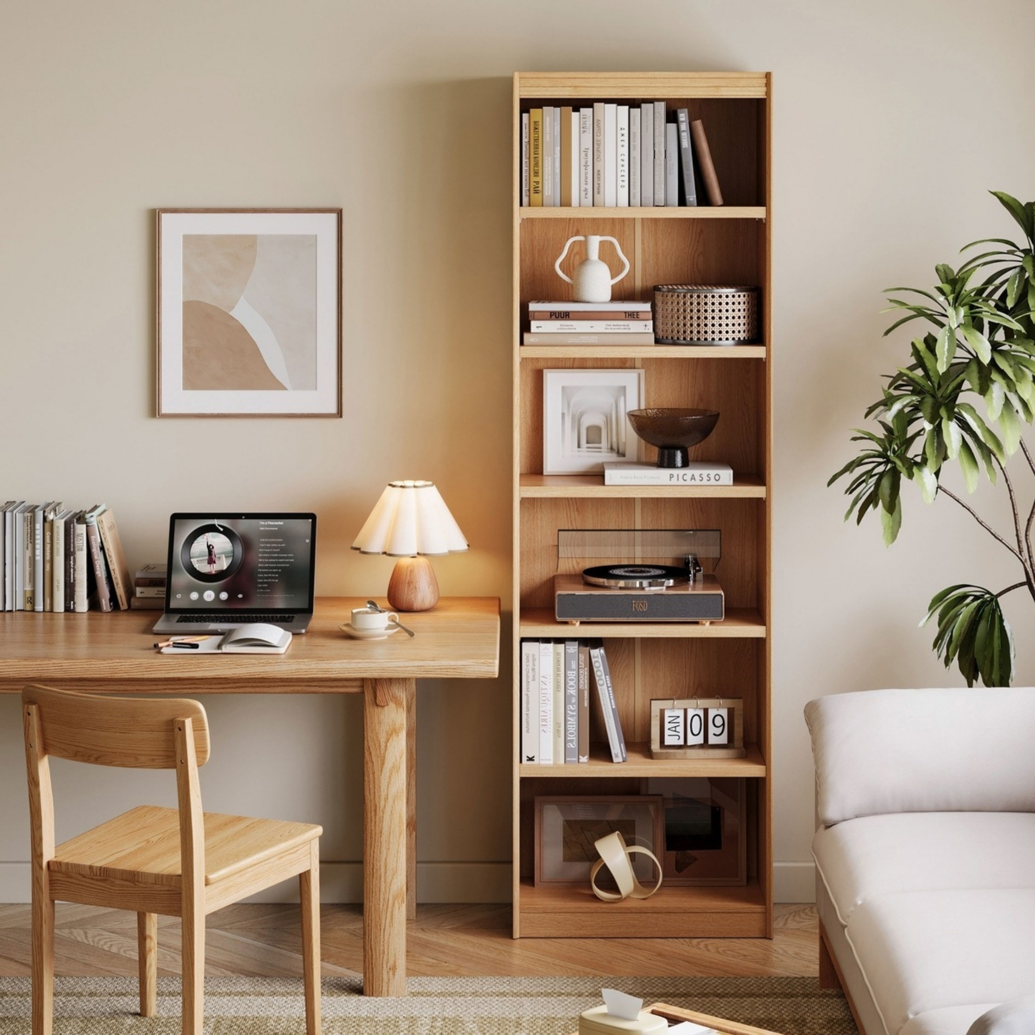 Linspire Ursula Storage Bookcase, Natural Wood