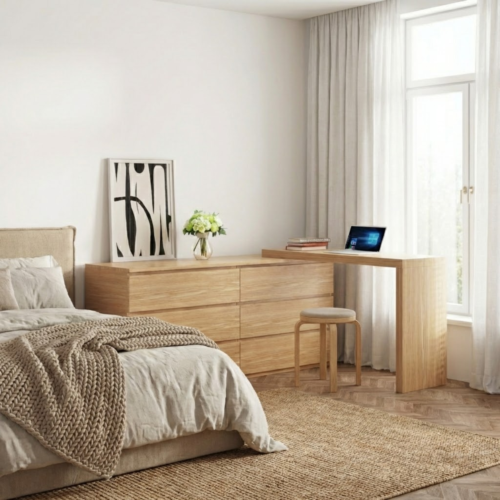 Loft Ensio Floating Dressing table with Chest of 6 Drawers