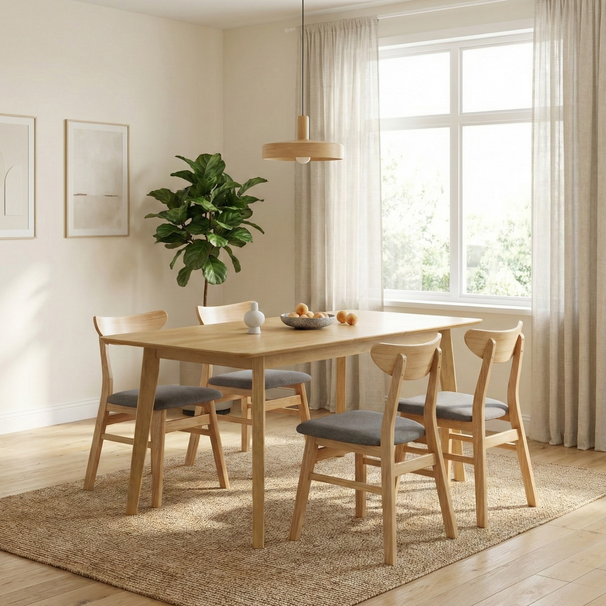 Loft Hansan Extendable Dining Table, Natural Wood, 120/150