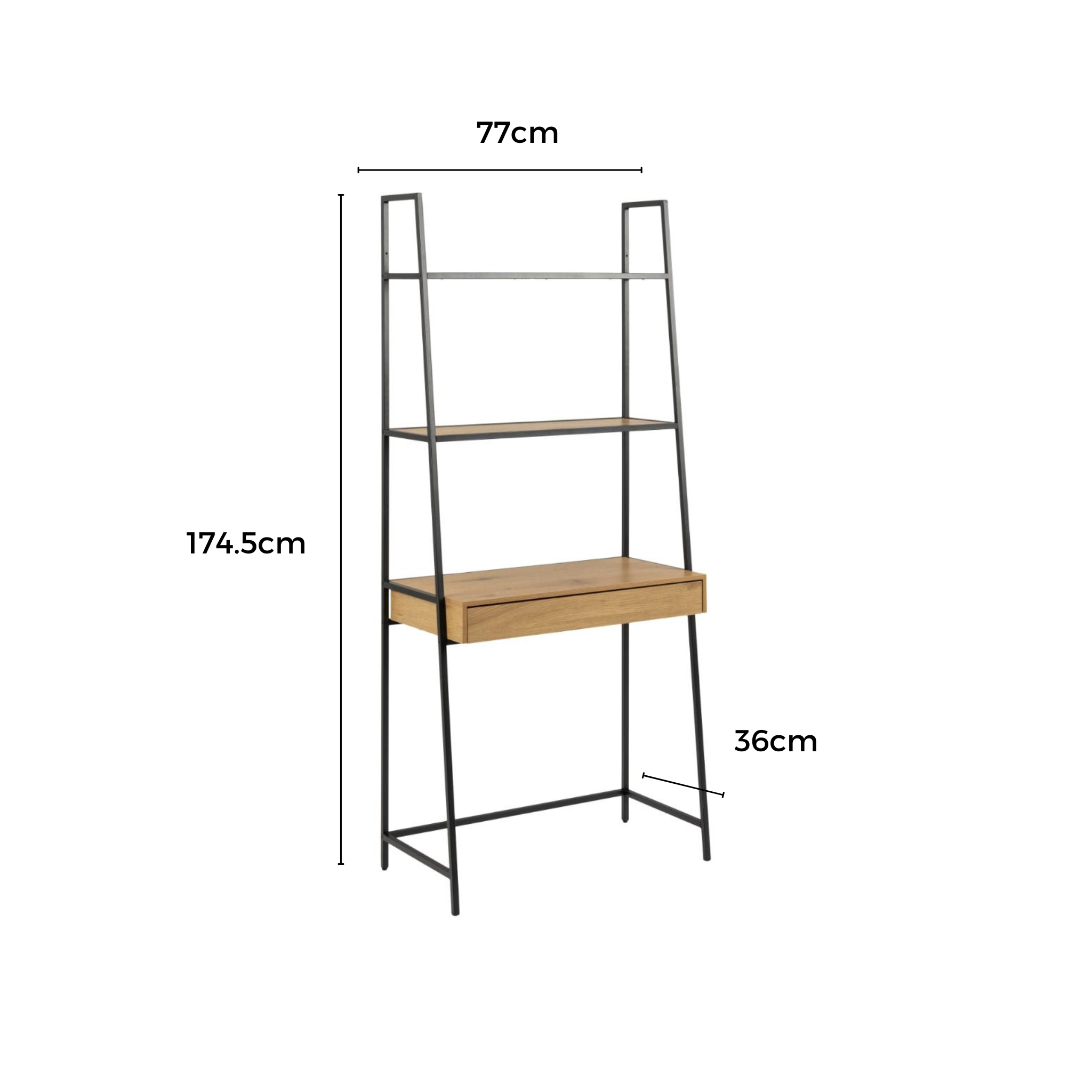 Hjem Design Sevron Bookcase with Drawer