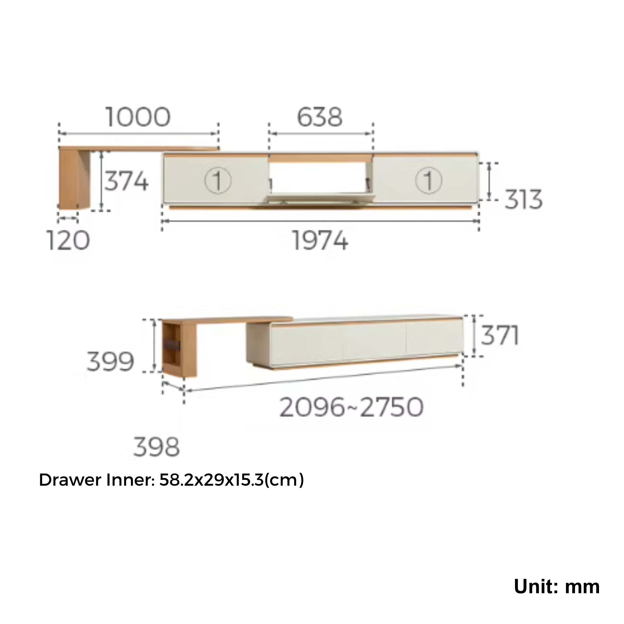 Linspire Glimmer Extendable Entertainment Unit