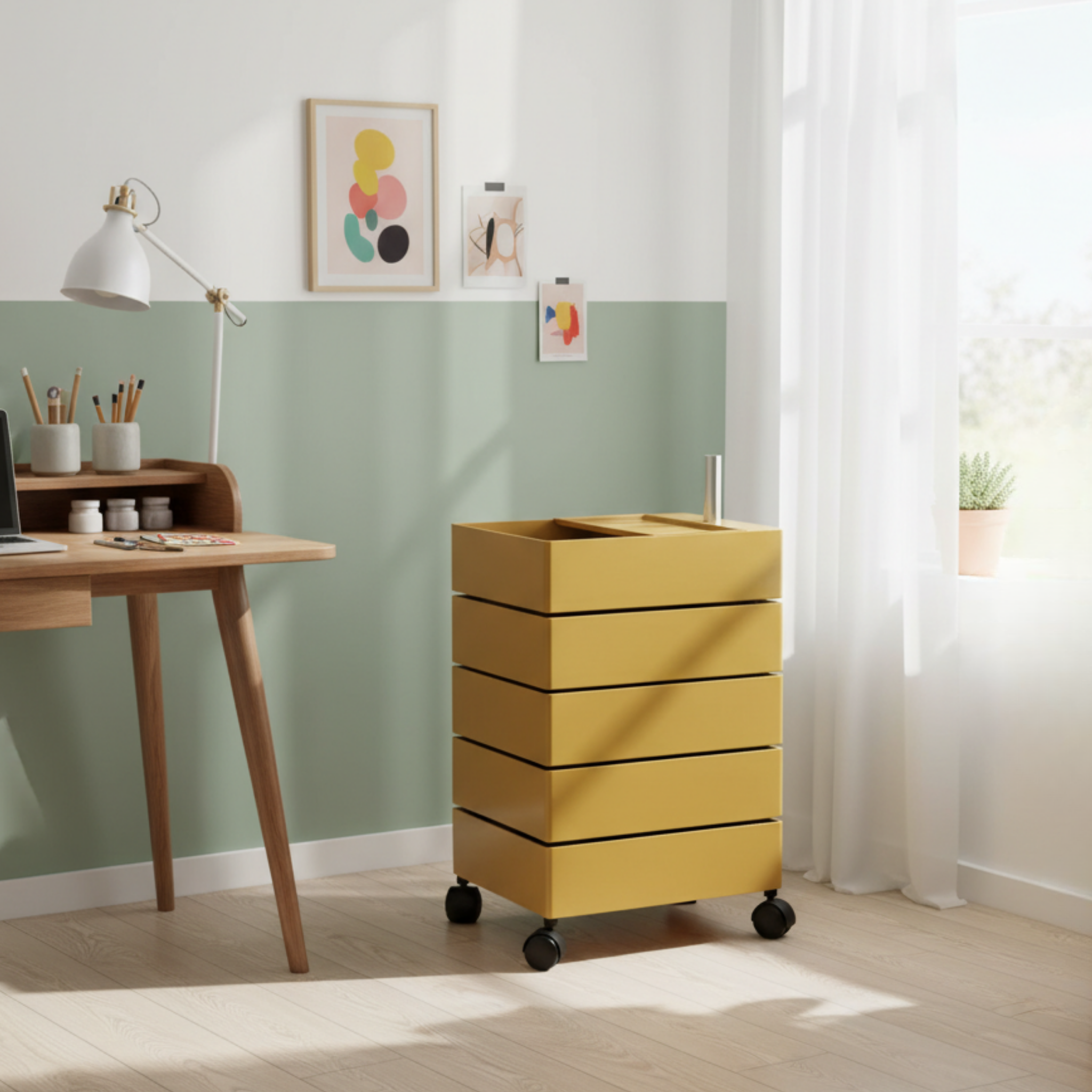MODE Rosa Rotatable Trolley Cart, Yellow