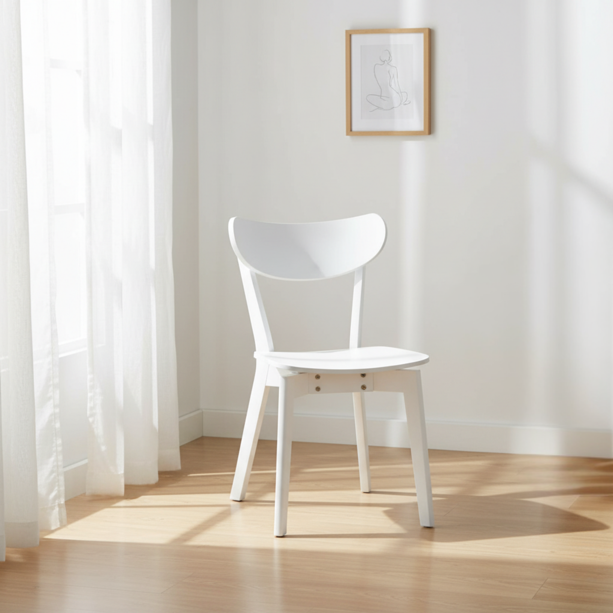Hjem Design Roxen Dining Chair, White, Set of 2