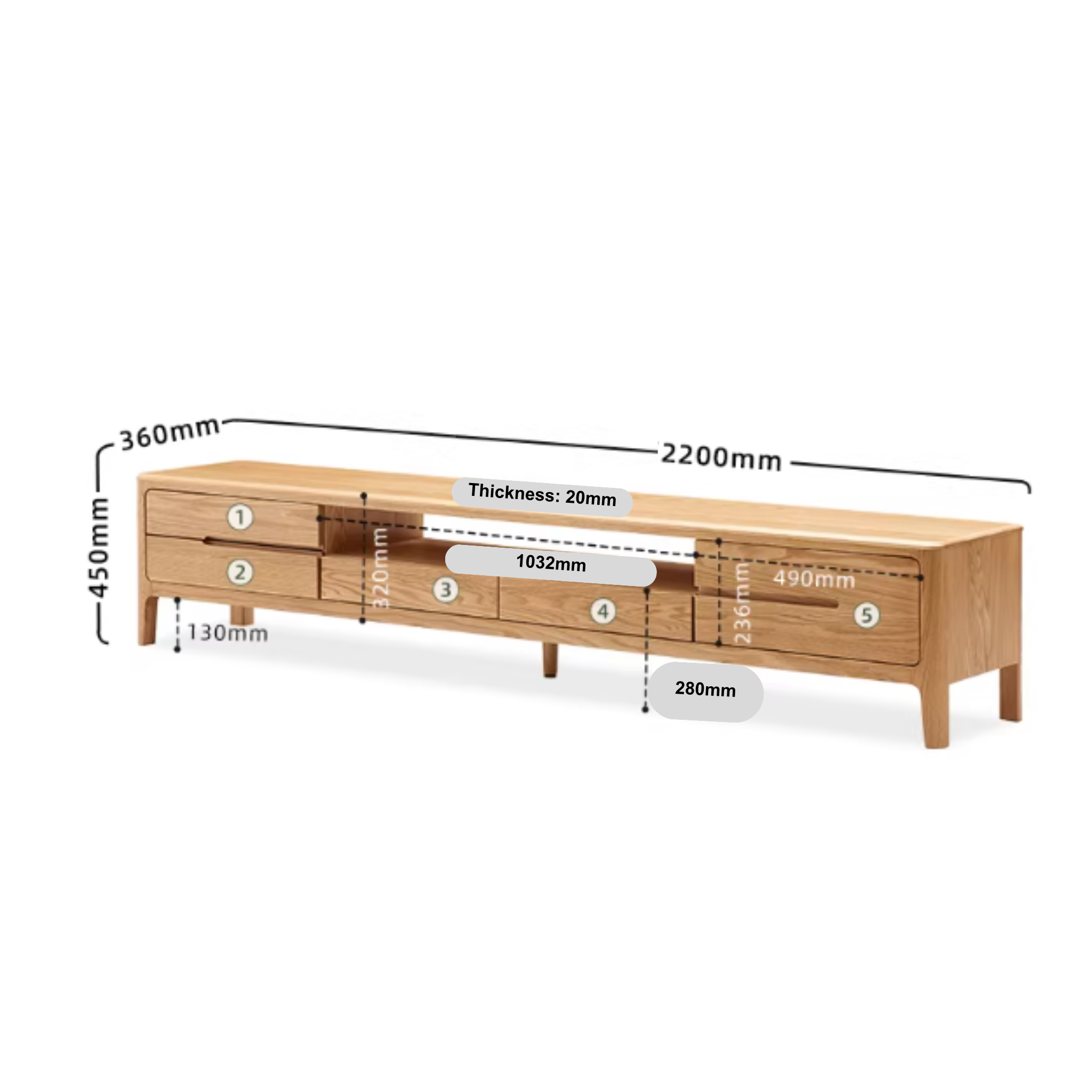 Solidwood Rayden Entertainment Unit, Oak
