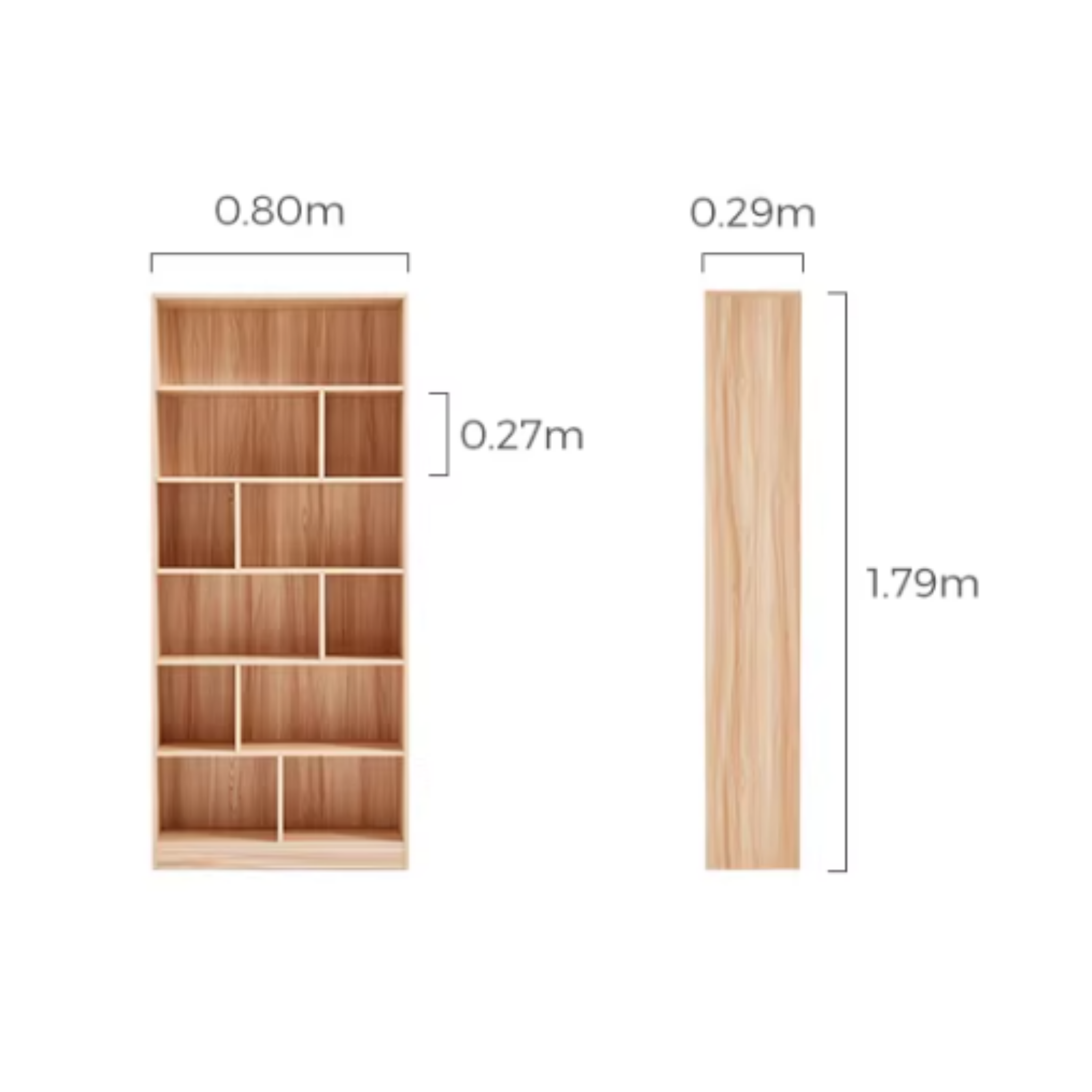 Linspire Noble Bookcase, Natural Wood, 80x29x179cm