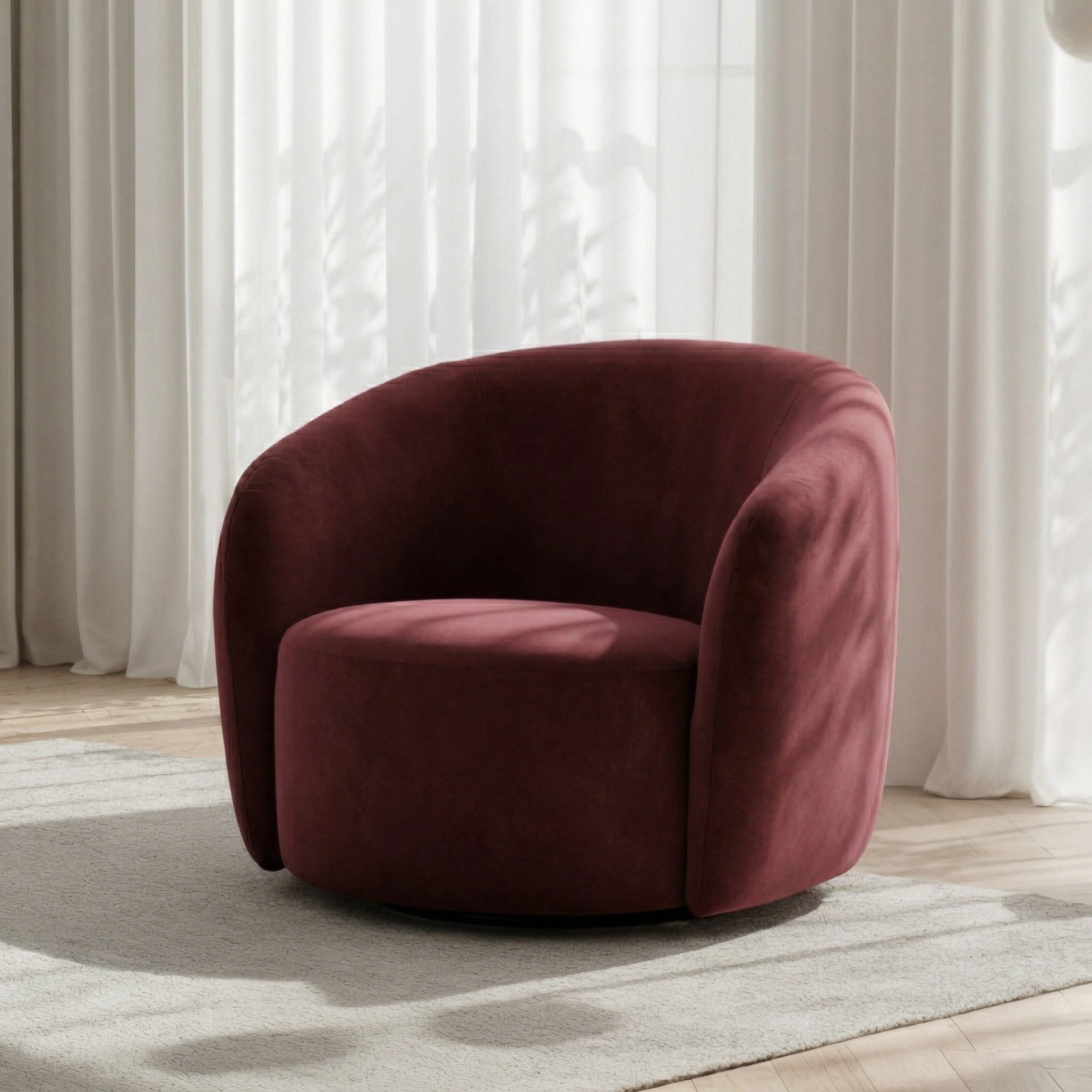 MODE Lino Velvet Swivel Chair, Oxblood
