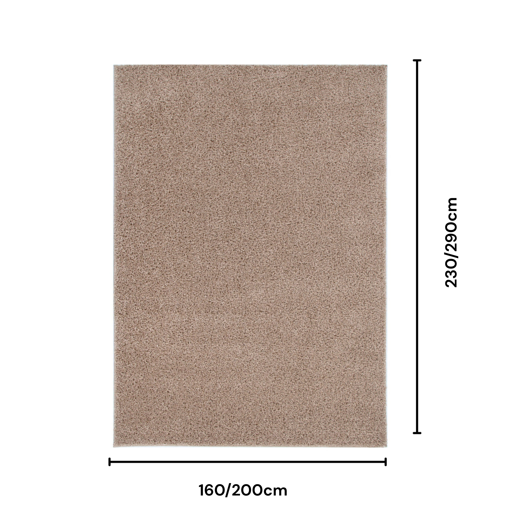DreamWeaver Plush Shaggy Rug, 200x290cm, Light Beige
