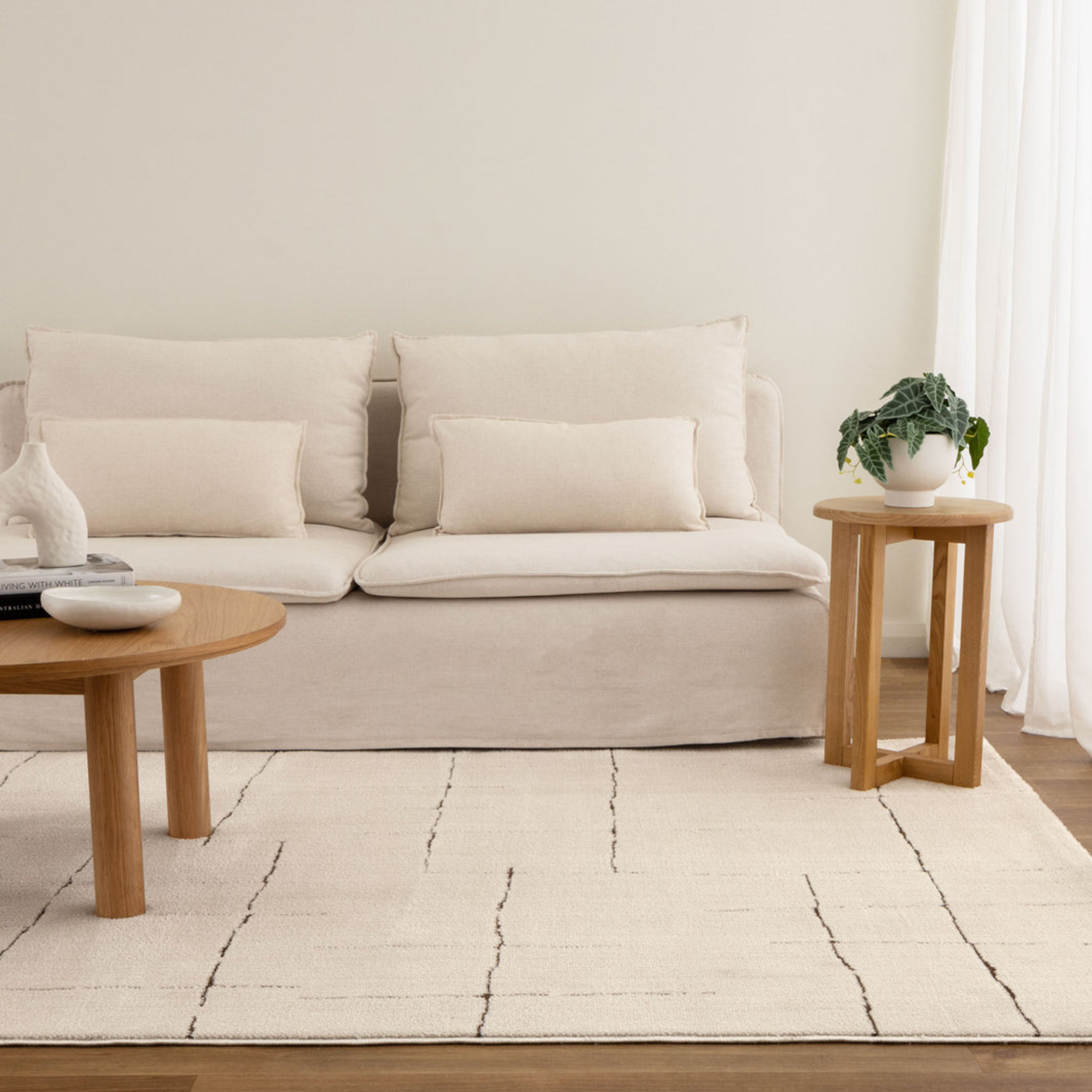 DreamWeaver Lila Abstract Lines Rug, 240x330cm, Brown Cream