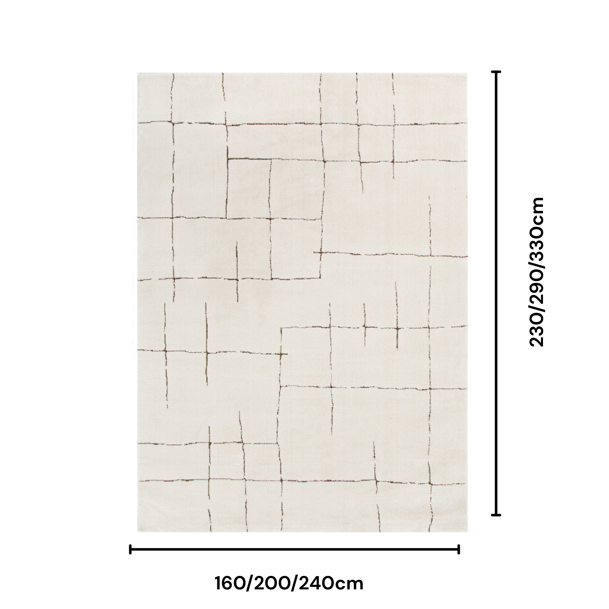DreamWeaver Lila Abstract Lines Rug, 240x330cm, Brown Cream