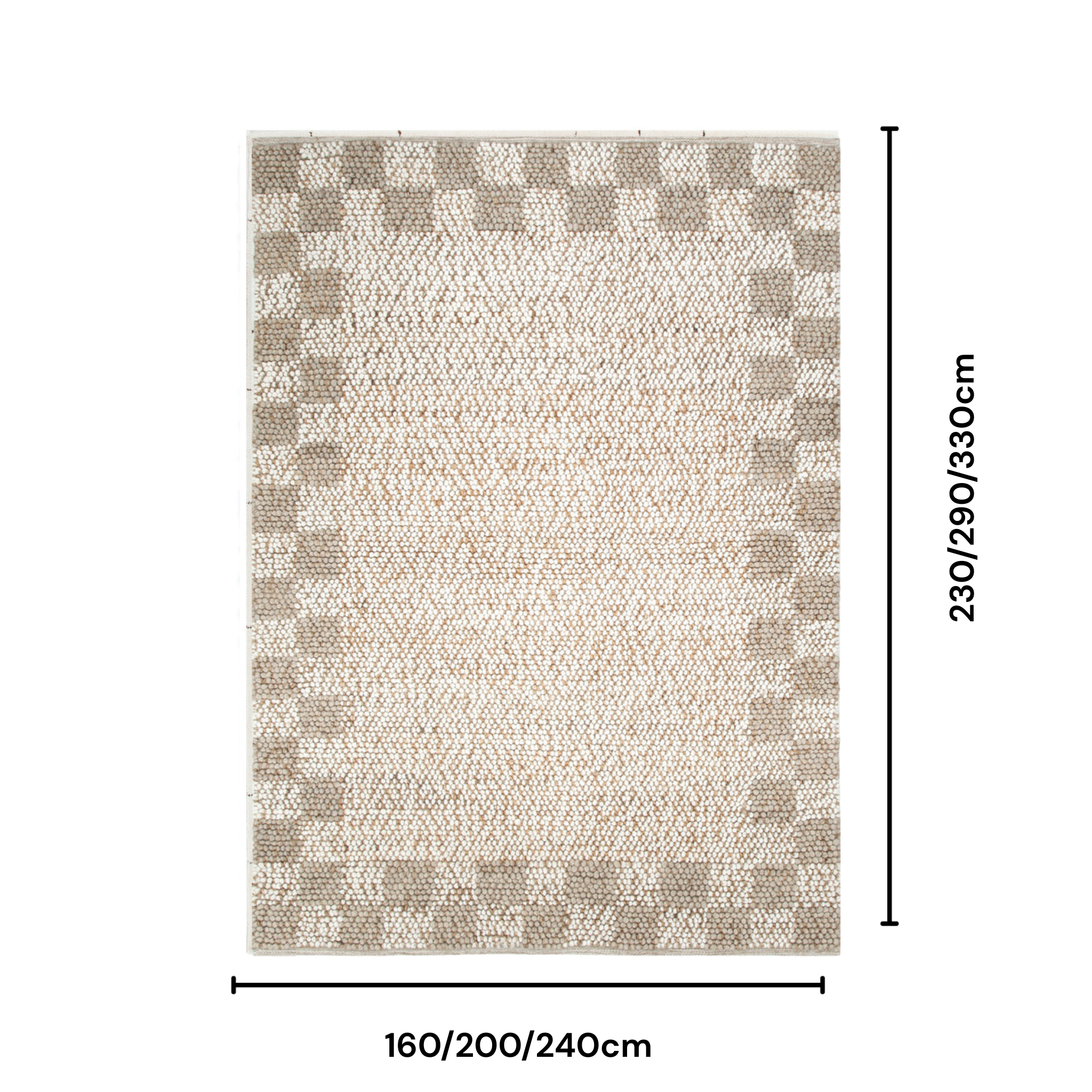 DreamWeaver Terra Jute and Wool Rug, 240x330cm, Cream Beige