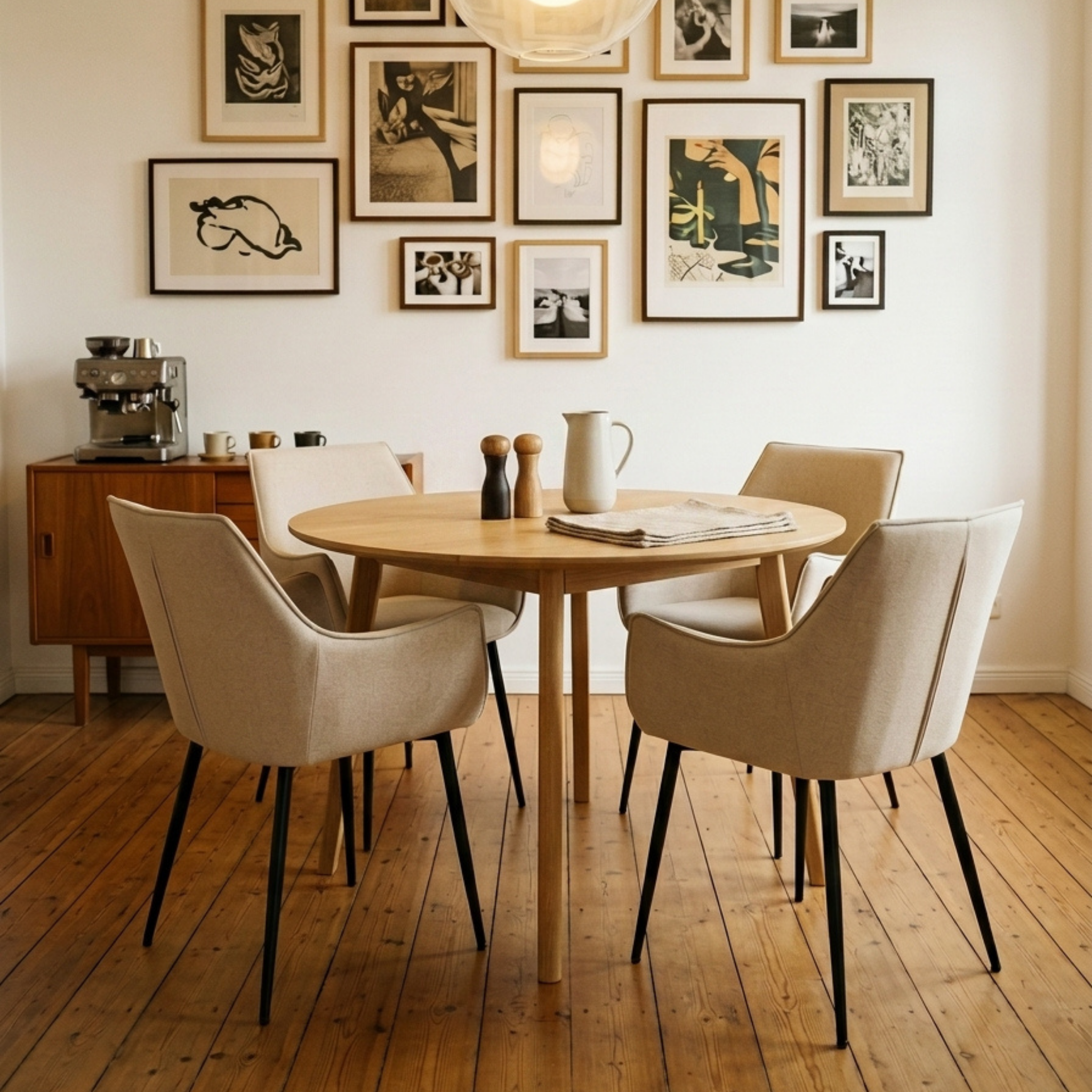 Hjem Design Bonray Dining Chair, Beige, Set of 2