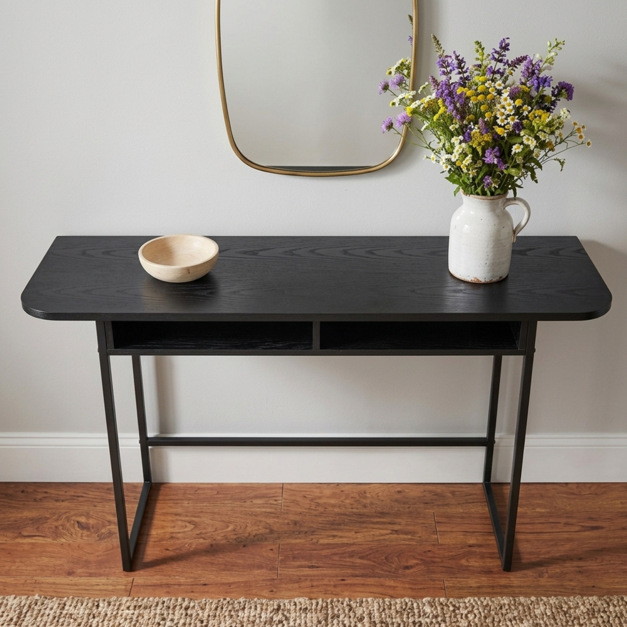 Hjem Design Darwen Console Table, Dark Wood