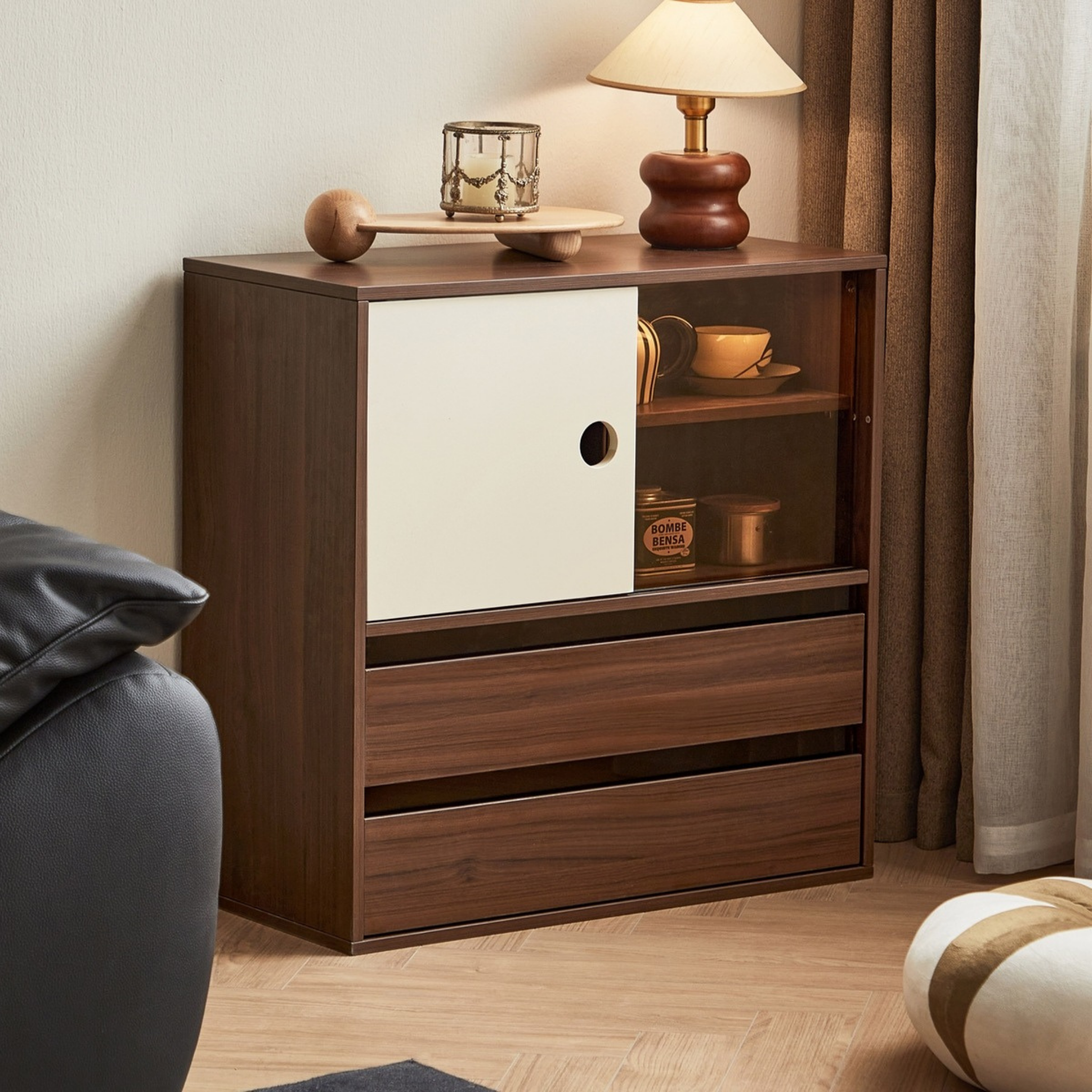 Linspire Forma Display Cabinet, Dark Wood