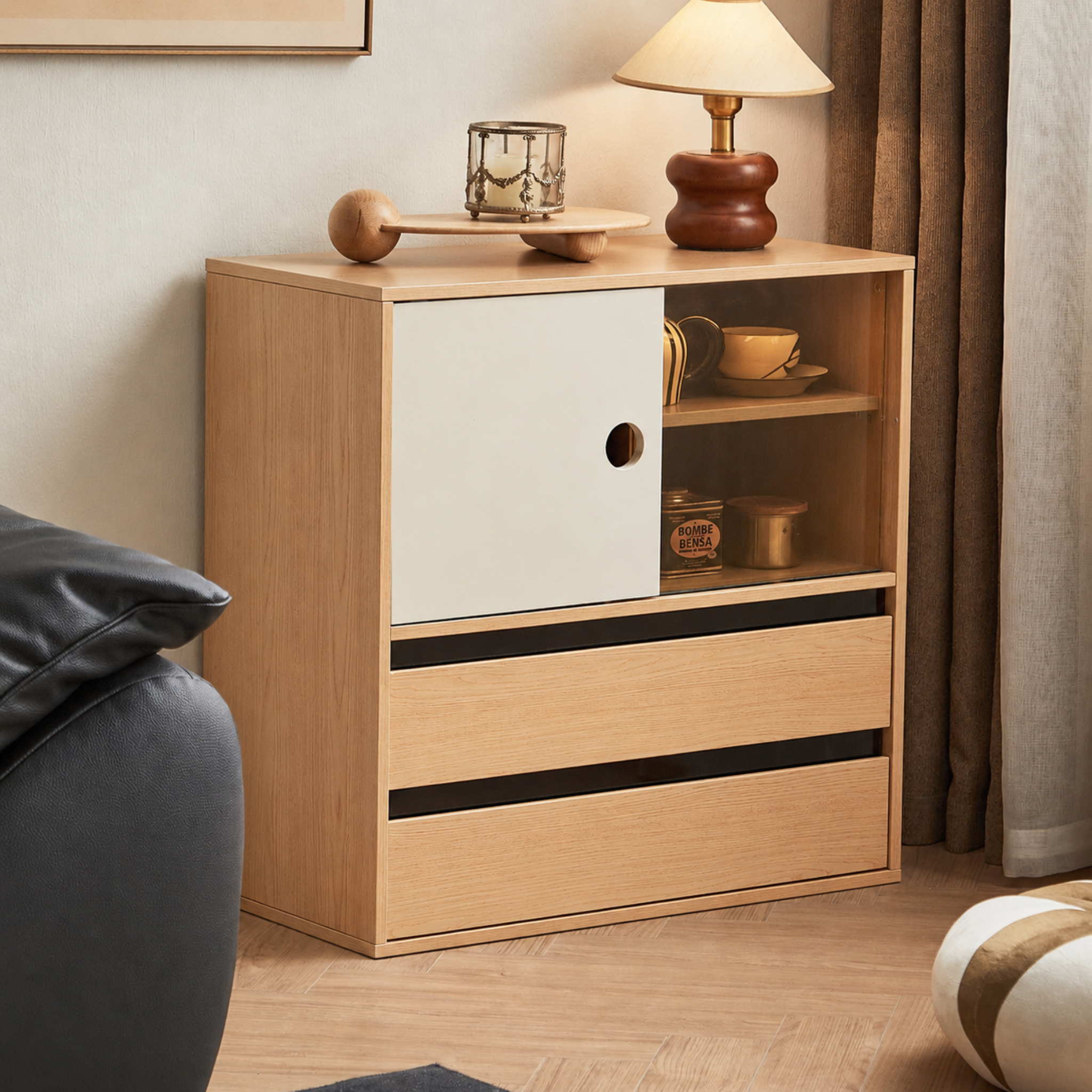 Linspire Forma Display Cabinet, Natural Wood