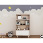 Alpaka Kaia Kids Bookcase, White & Oak Effect, 95x35x167cm