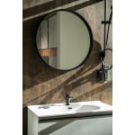 Aruvo Cstone Round Composite Stone Bathroom Mirror Black 850mm