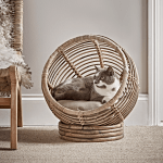 BohoBoho Ortu Rattan Cat Bed, Natural, 35x46.5cm