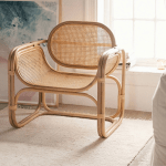 BohoBoho Sedo Solid Wood & Rattan Lounge Chair, Natural, 77x60x90cm