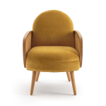 BohoBoho Verus Solid Ash & Rattan Armchair, Yellow, 61x78x79cm