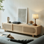 BohoBoho Costa Solid Wood & Rattan TV unit, Natural, 200x45x46cm