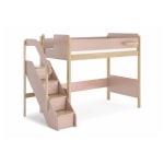 Boori Natty Kids King Single Loft Bed With Storage Staircase, Cherry and Almond