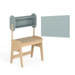 Boori Euler Kids Desk With Pegboard And Hutch Package, Blueberry and Beech