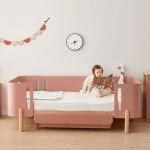 Boori Nova Evolve Kids Bedside Bed with Drawer, Cherry and Beech