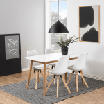 Hjem Design Yuno Rectangular Dining Table, White & Oak