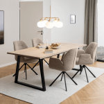 Hjem Design Malika Rectangular Dining Table, Natural & Black