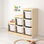 IKEA TROFAST Storage Combination with Boxes 99x44x91cm, Light White Stained Pine, White