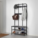 IKEA PINNIG Coat rack with shoe storage bench 193cm Black