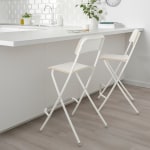 IKEA FRANKLIN Bar stool with backrest, Foldable 63cm White