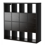 IKEA KALLAX Shelving unit with 8 inserts 147x147CM Black-brown