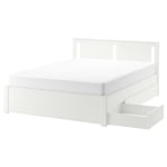 IKEA SONGESAND Small Queen Bed with 4 Storage Boxes