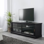 IKEA TV bench with sliding doors black stained 160x48x59 cm