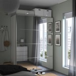 IKEA PAX / AULI Wardrobe, Mirror Glass, , 150x66x201cm, White