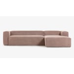 Kave Home BLOK 4-Seat Modular Sofa with Right Chaise, Corduroy, Pink