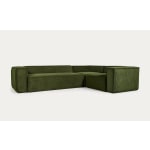 Kave Home Blok 4-Seat Corner Sofa, Corduroy, 320x230cm, Green