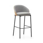 Kave Home EAMY Bar Stool, Grey & Natural, 65cm