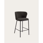 Kave Home CISELIA Shearling Bar Stool, Black, 65cm