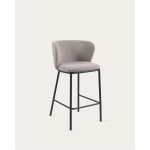 Kave Home Ciselia Shearling Bar Stool, Grey, 65cm