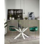 Kave Home ARGO Dining Table, Clear & White, 2m