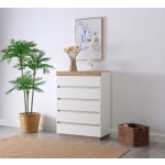 Lifely Cuppa Wooden 5 Chest of Drawers, Natural Oak White, 40Wx80Lx109H cm