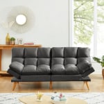 Lifely Buffy 3 Seater Velvet Sofa Bed, Charcoal, 110Wx190Lx47H cm