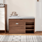 Linspire Miro Shoe Storage Bench, Small, Walnut & Grey