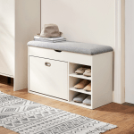 Linspire Miro Shoe Storage Bench, Small, White & Grey