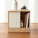 Linspire Evelyn Bedside Table with Cabinet, Natural & White