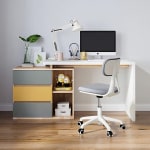 Linspire Slate Study Desk & Chair Set , Grey & White & Yellow