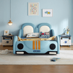 Linspire Herbie Car Styling Kids Bed Frame, 150x200cm, Blue