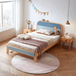 Linspire Berry Solid Wood Kids Small Queen Bed Frame, Blue